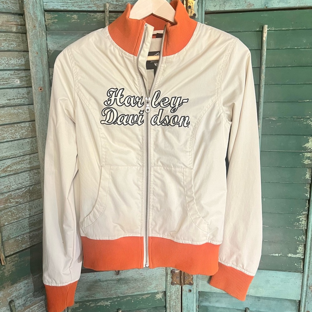 Harley Davidson Jacket Nylon Polyester Orange Xs … - image 2